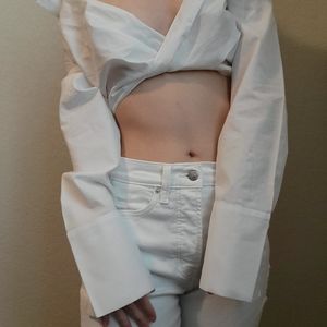 ZARA Overshoulder White Blouse